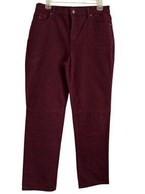 Gloria Vanderbilt Amanda Womens Burgundy Straight-Leg Jeans Size 10 S